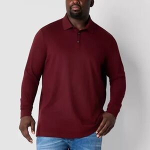 🆕 St. John’s Bay Men’s Maroon Long Sleeve Legacy Polo